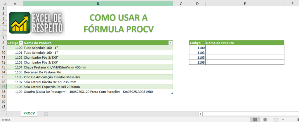 Como usar a fórmula procv no excel