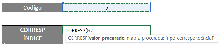 Corresp valor procurado