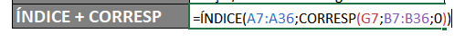 ndice Corresp função finalizada