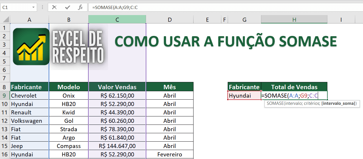 Somase Como Usar A Função Somase No Excel Passo A Passo Excel De Respeito 7184