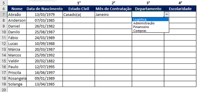 Validação de dados terceira forma completa