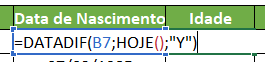 FUNÇÃO DATADIF EXCEL