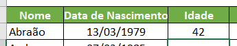 FUNÇÃO DATADIF EXCEL RESULTADO IDADE