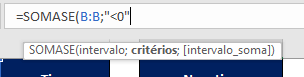 SOMASE VALORES NEGATIVOS CRITÉRIO