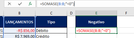 SOMASE NEGATIVO FUNÇÃO COMPLETA