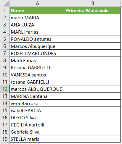 Como usar a função PRI.MAIÚSCULA no Excel