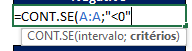 Contse negativo argumento critério menor do que zero