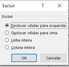 caixa de dialogo EXCLUIR