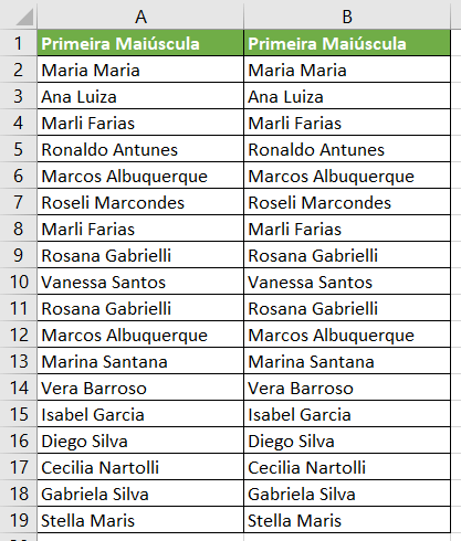 Resultado final função PRI.MAIÚSCULA