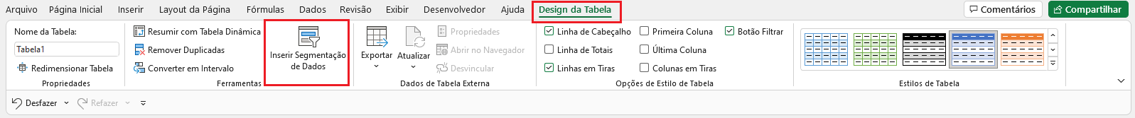 Guia Design da tabela