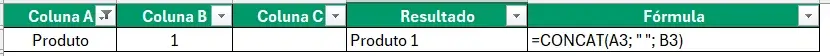 Método 2 concatenar com a função CONCAT